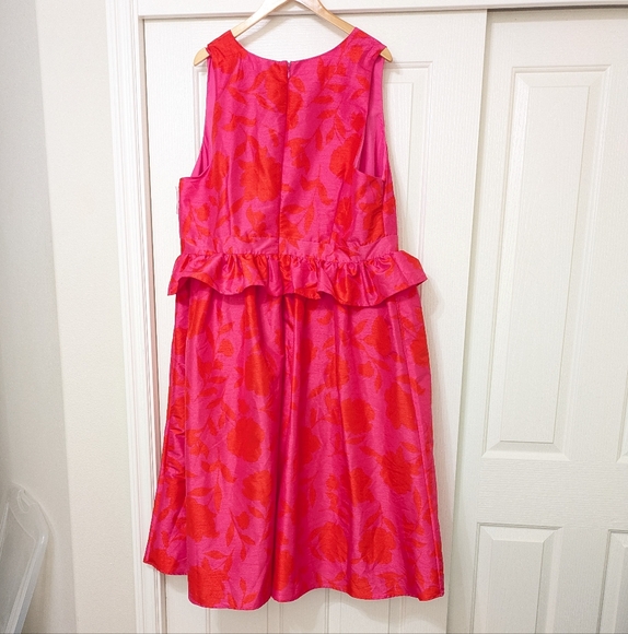 NWT Kate Spade for Target Peplum Floral Print Dress Midi Orange Pink Women's 22 - Picture 13 of 13